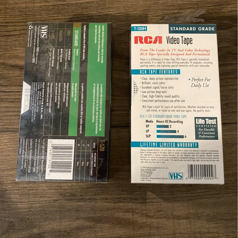 NEW RCA FUJIFILM T-120H STANDARD GRADE BLANK VHS VIDEO TAPE 6hr